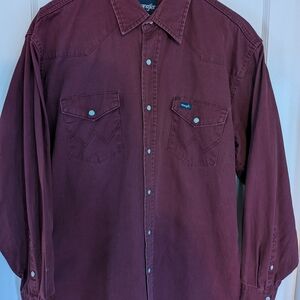 Wrangler Maroon Button-Up Shirt